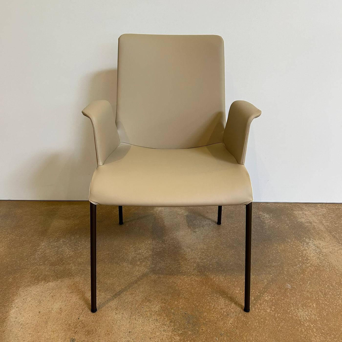 Walter Knoll Liz 1314 Armchair, Beige Leather, Bronze Frame