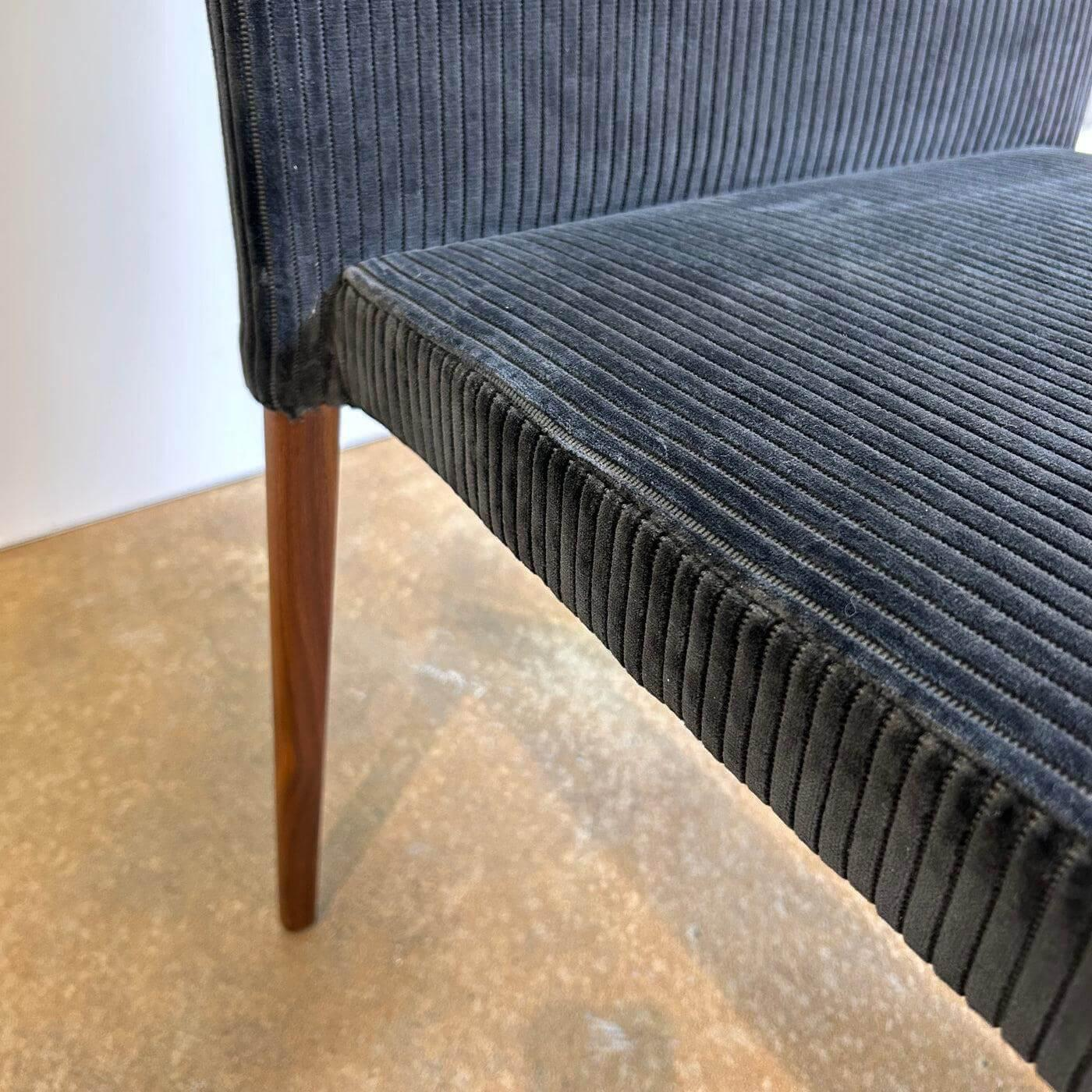 Walter Knoll Jason Lite 1900 Stuhl Stoff Dunkelblau Nussbaum