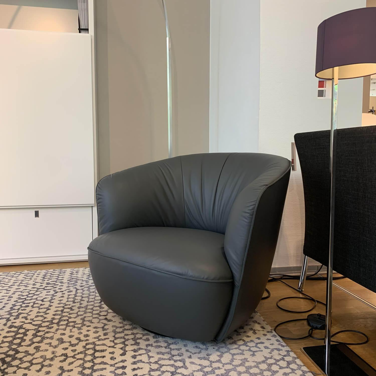 Walter Knoll Sessel Ishino 195-10 Leder Basalt Grau