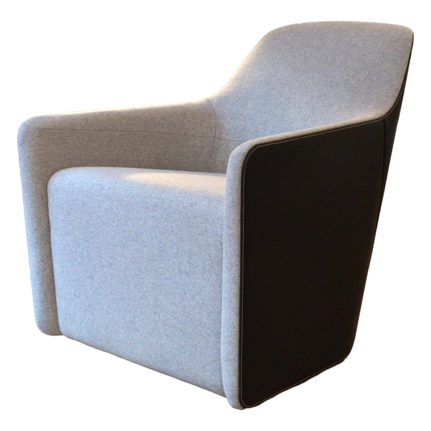 Drehsessel Foster 521-10C Stoff Divina Hellgrau Rücken Leder