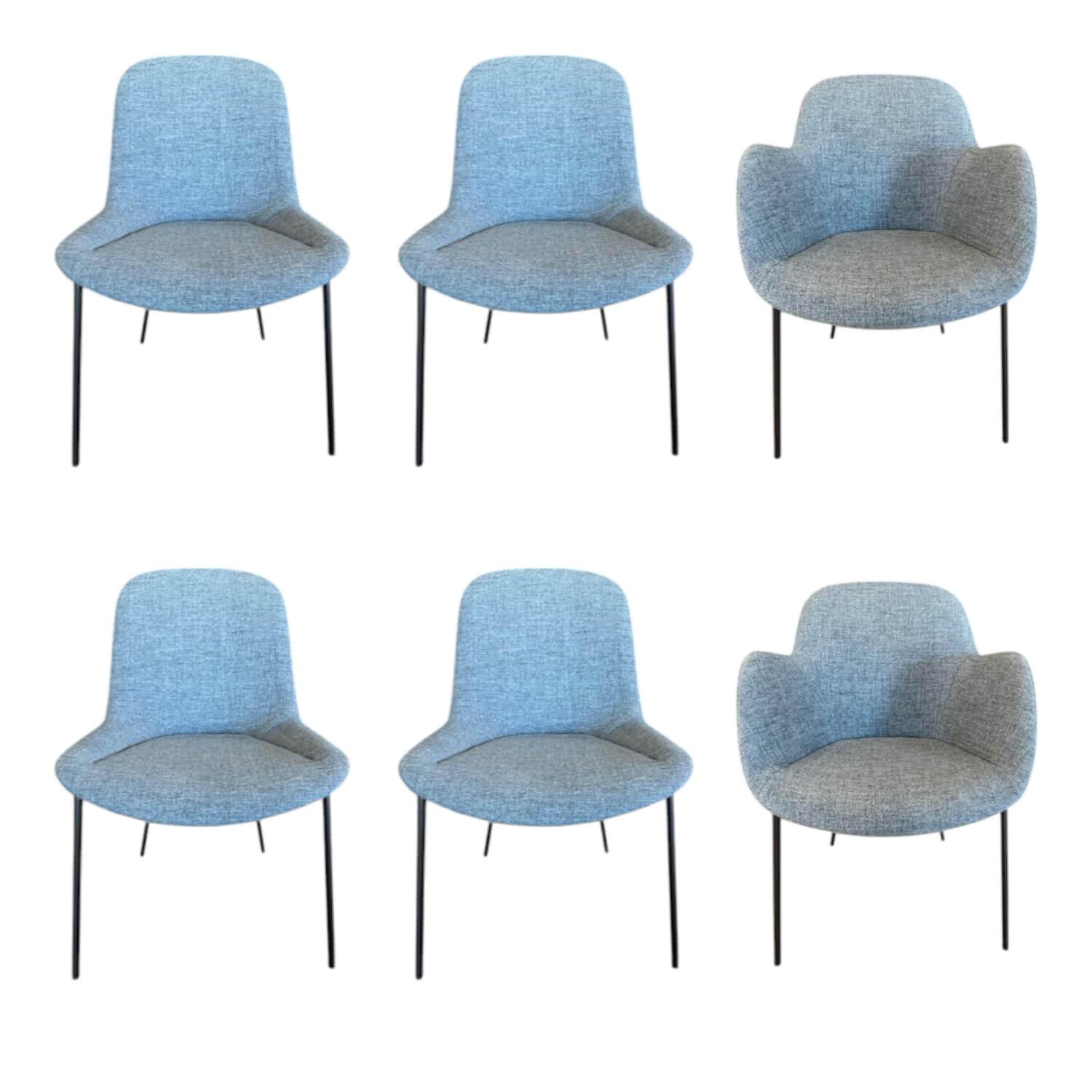 Walter Knoll Sheru Stoffstuhl Blauer Turmalin 6er Set
