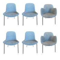 Walter Knoll Sheru Stoffstuhl Blauer Turmalin 6er Set