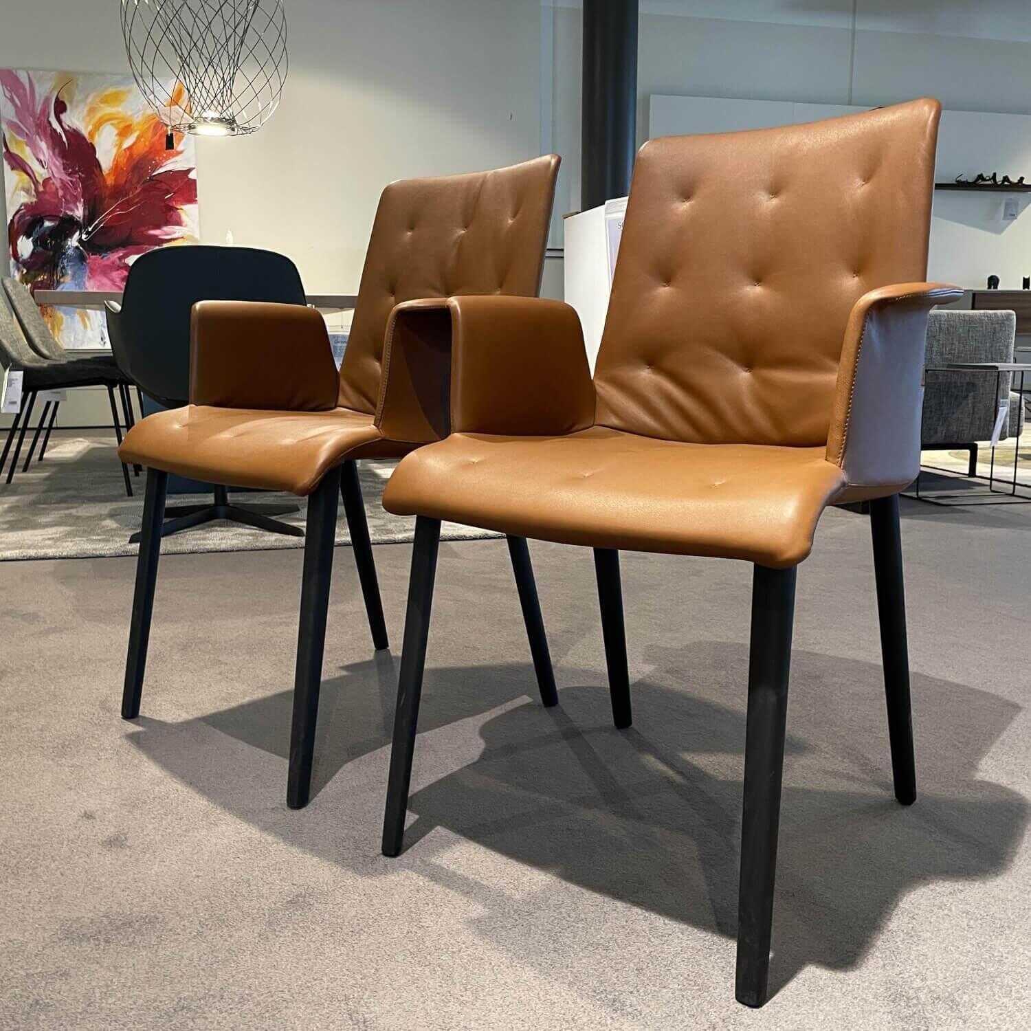 Walter Knoll Stuhl Liz wood 1323 Bezug Leder mit Armlehne