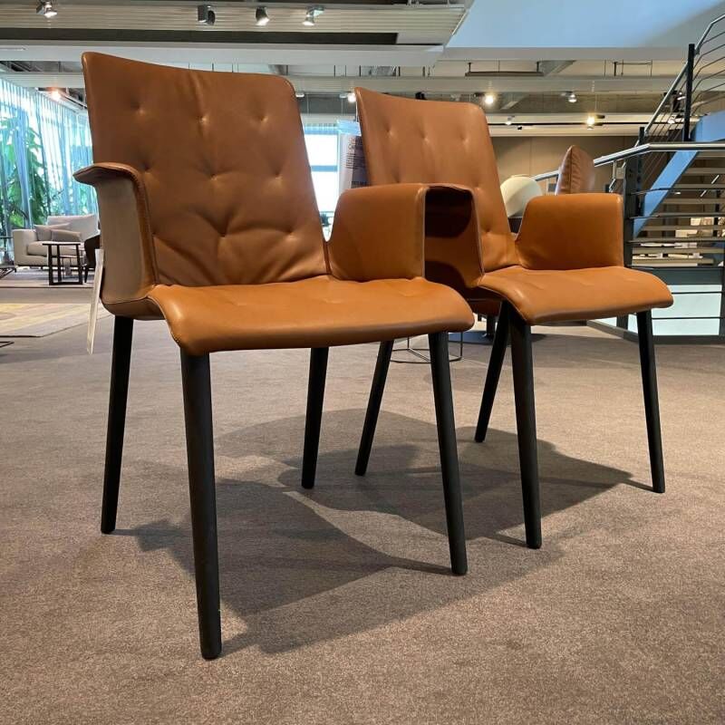 Walter Knoll Stuhl Liz wood 1323 Bezug Leder mit Armlehne