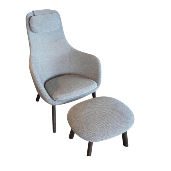 Vitra HAL Lounge Chair Stoff Credo Grau mit Hocker