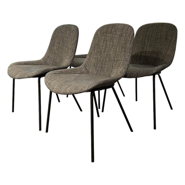 Walter Knoll 4er Set Sheru Stühle Stoff Grau Metall Schwarz