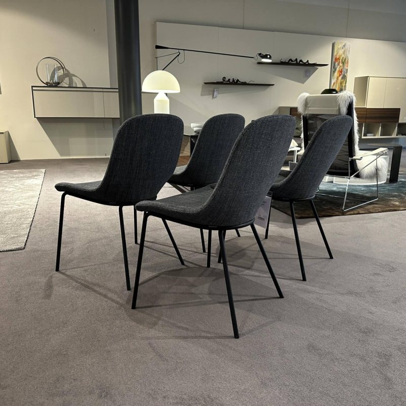 Walter Knoll 4er Set Sheru Stühle Stoff Grau Metall Schwarz