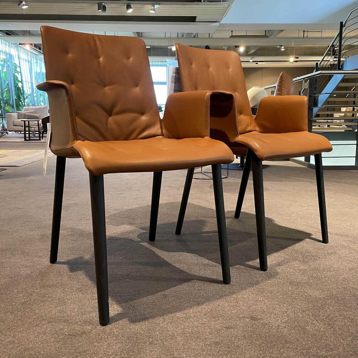 Walter Knoll Stuhl Liz wood 1323 Bezug Leder mit Armlehne