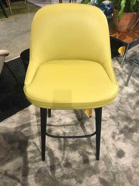 Walter Knoll Barhocker 376 Leder Pistazie Gestell Eiche