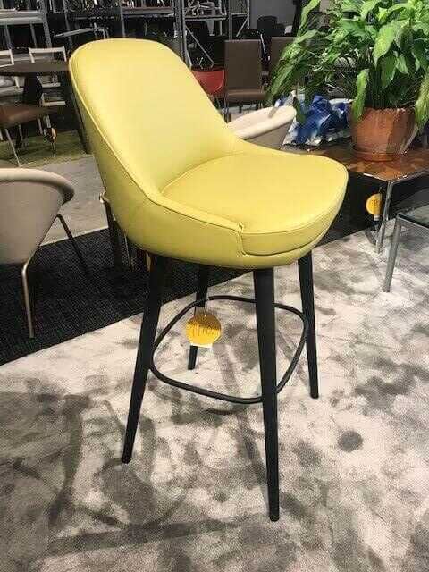 Walter Knoll Barhocker 376 Leder Pistazie Gestell Eiche