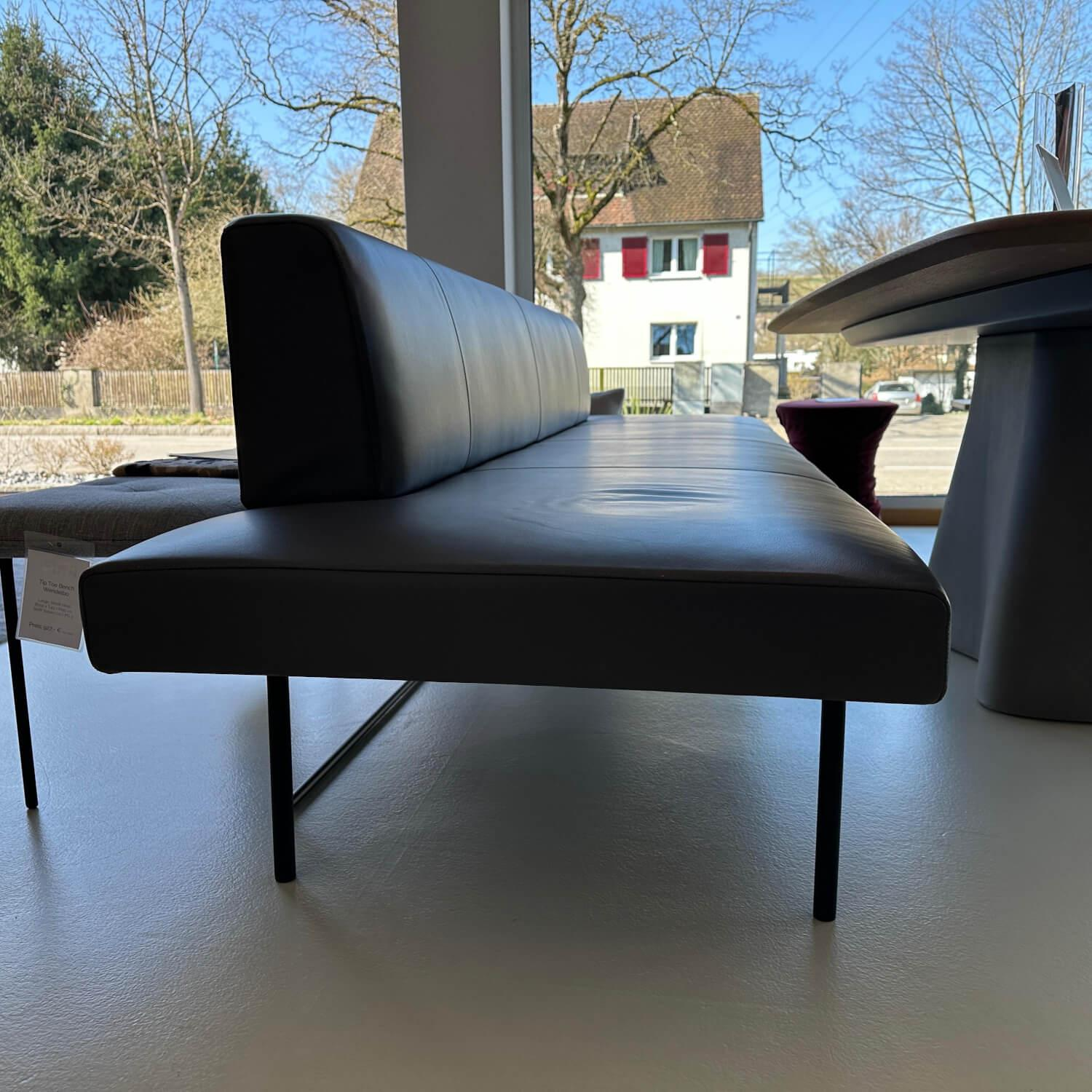 Walter Knoll Bank Ison Leder Grau Gestell Stahl