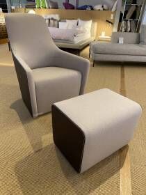 Walter Knoll Sessel Foster 520-10C Flanell Grau mit Hocker
