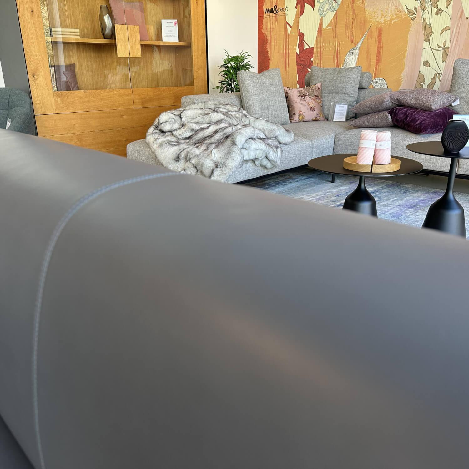 Walter Knoll Bank Ison Leder Grau Gestell Stahl