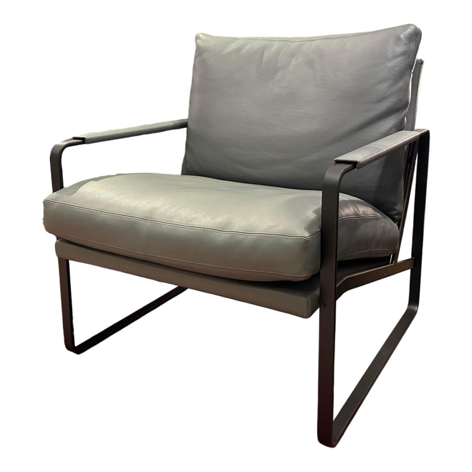 Walter Knoll Sessel Fabricius Leder Congress Grau Metall