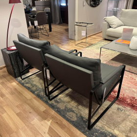Walter Knoll Sessel Fabricius Leder Congress Grau Metall