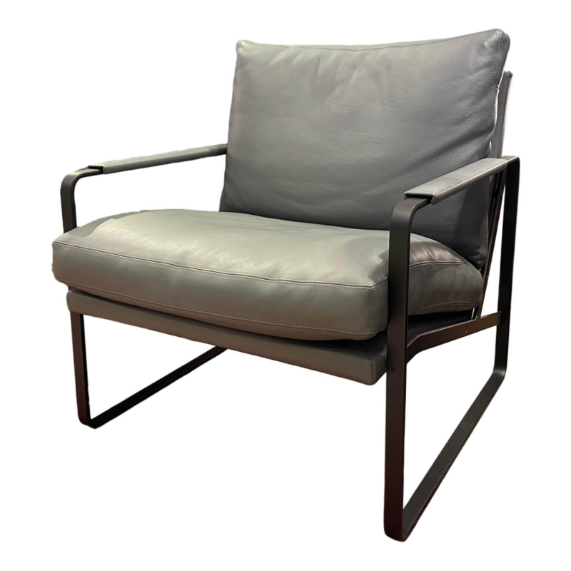Walter Knoll Sessel Fabricius Leder Congress Grau Metall