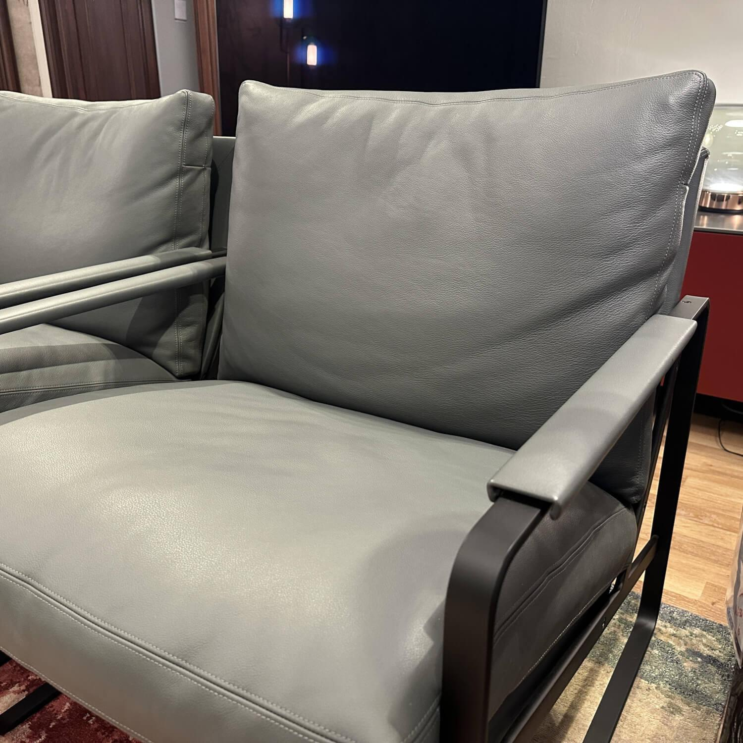 Walter Knoll Sessel Fabricius Leder Congress Grau Metall