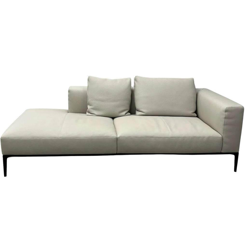 Jaan Living Recamiere 3-Sitzer Leder Chalk Grau
