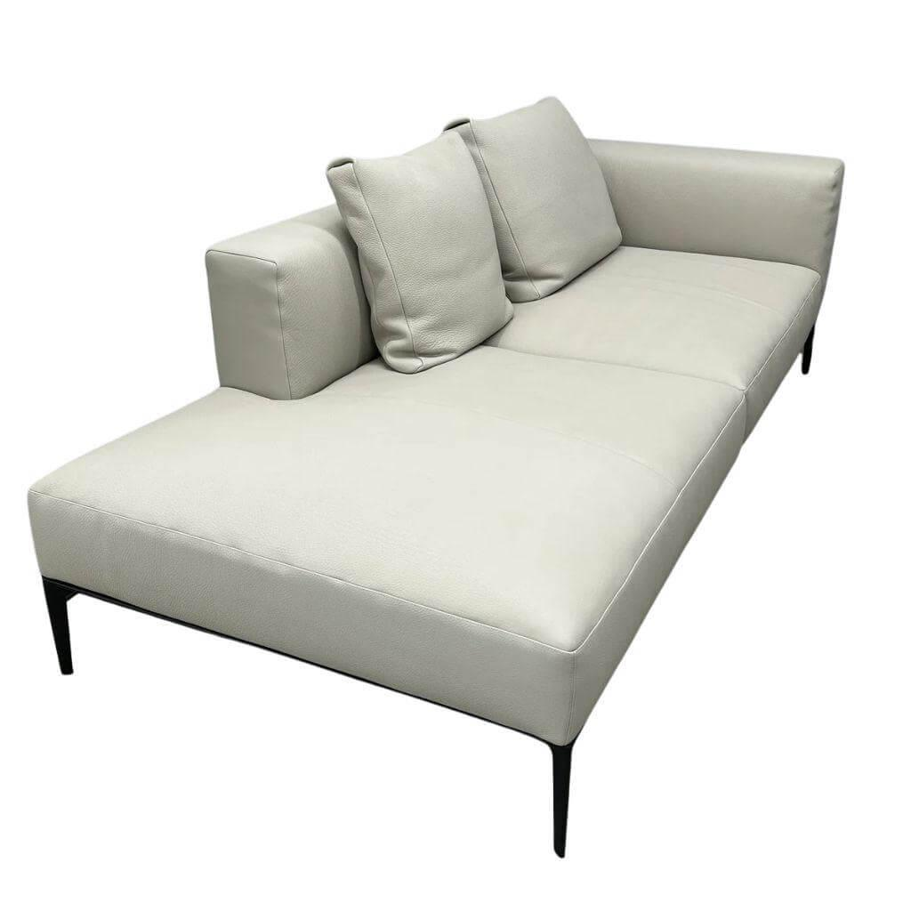 Jaan Living Recamiere 3-Sitzer Leder Chalk Grau