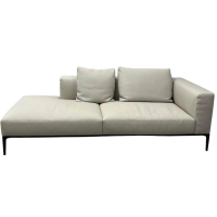 Jaan Living Recamiere 3-Seater Leather Chalk Gray