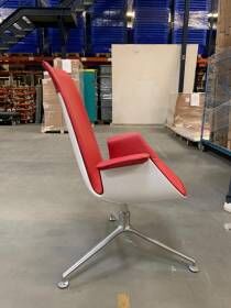 Schalensessel FK Leder Congress Rot Gestell Aluminium