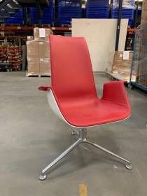 Schalensessel FK Leder Congress Rot Gestell Aluminium