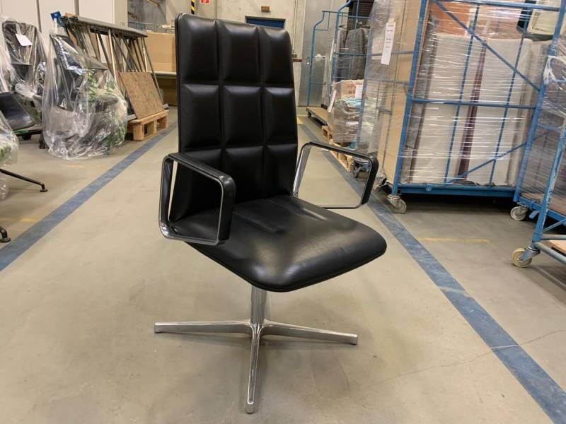 Sessel Leadchair Leder Elen 65 Schwarz Aluminium
