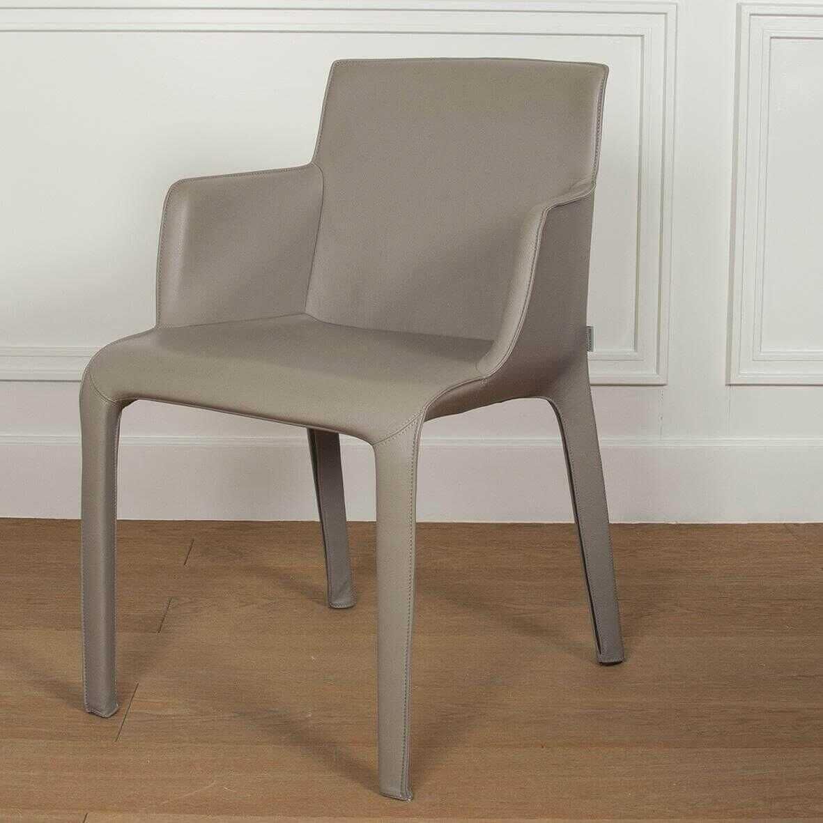 Walter Knoll Gio Stuhl Leder Torro Stone mit Armlehnen