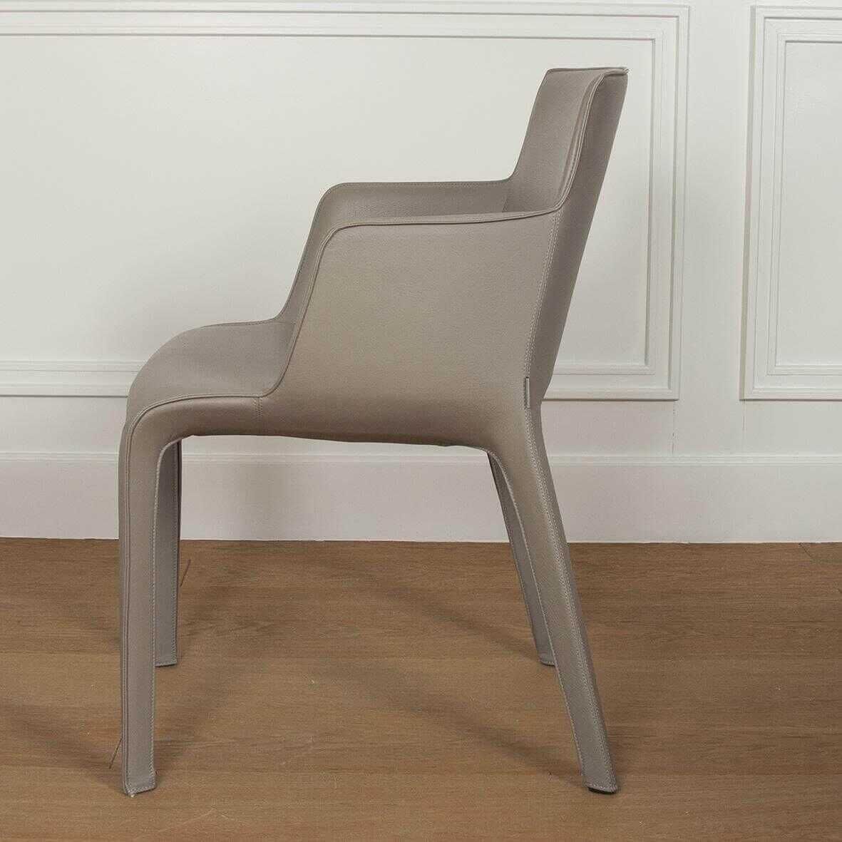 Walter Knoll Gio Stuhl Leder Torro Stone mit Armlehnen