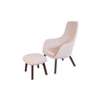 Vitra Hal Stoff Dumet Beige Grau Holzfüße mit Hocker