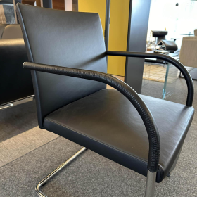 Walter Knoll Stuhl George Leder Schwarz Gestell Chrom