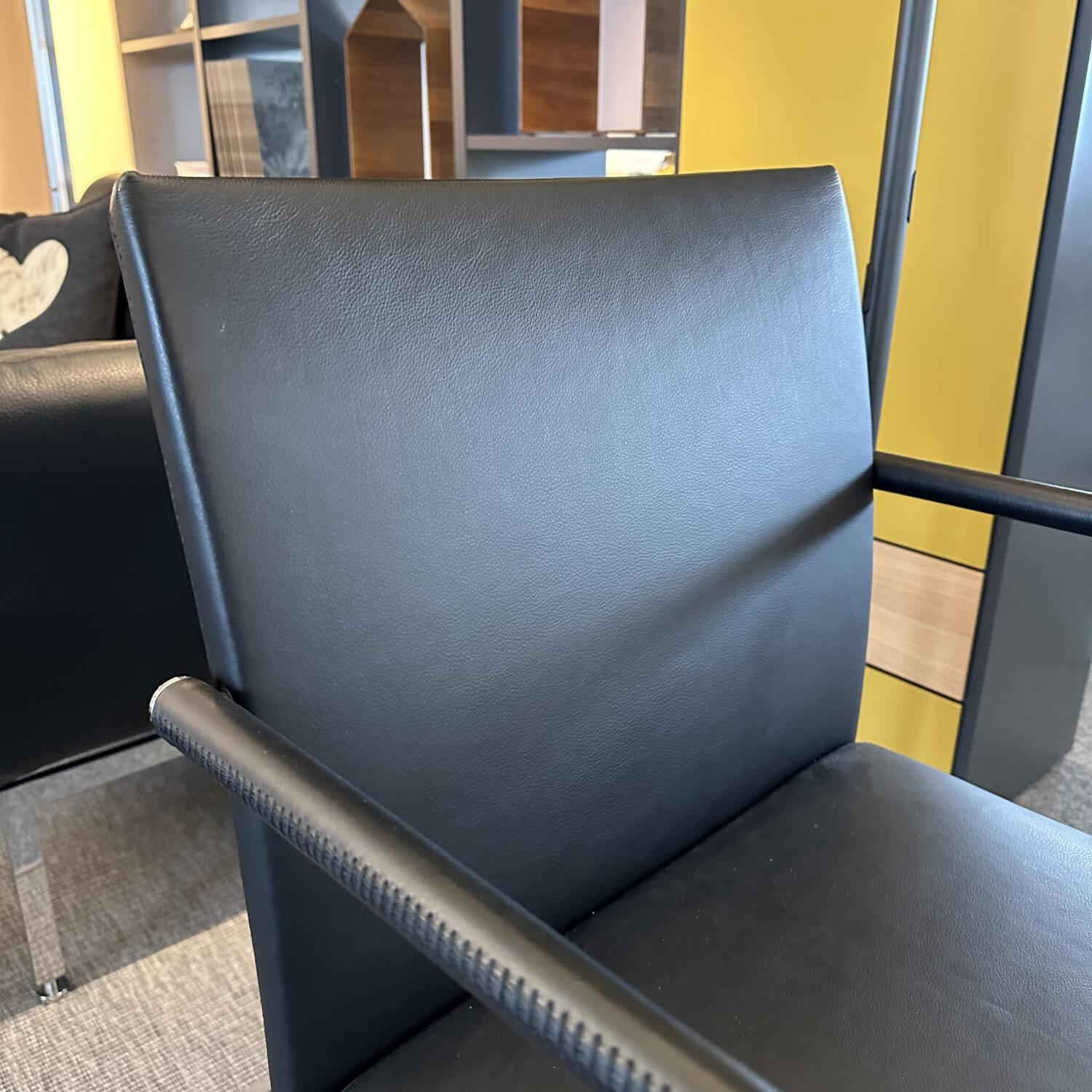 Walter Knoll Stuhl George Leder Schwarz Gestell Chrom