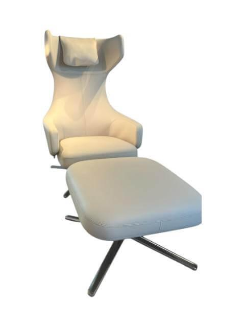 Vitra Grand Repos Leder Premium 73 Ton Grau mit Ottoman