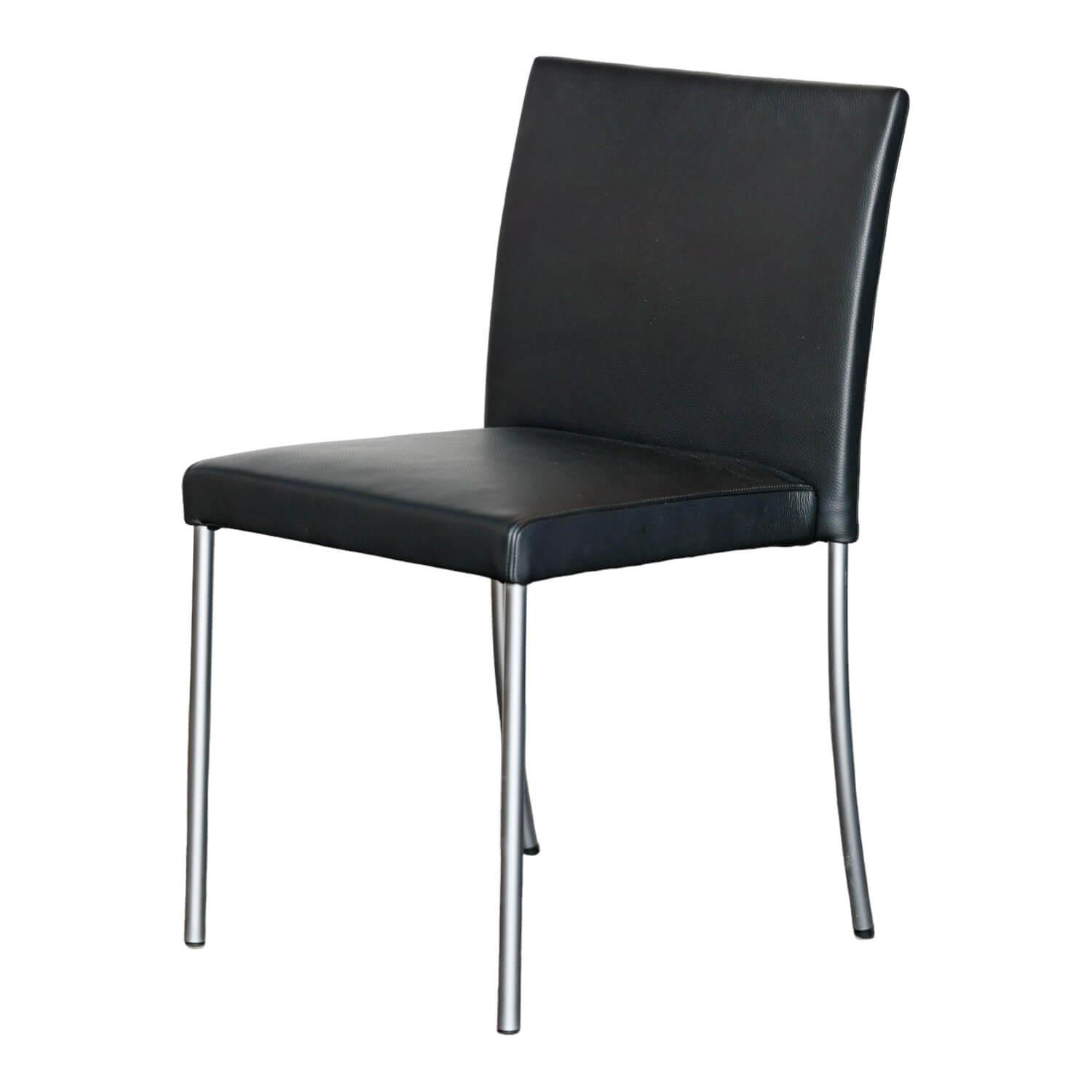 Walter Knoll Jason Lite 1700 Leather Chair Black Steel Frame