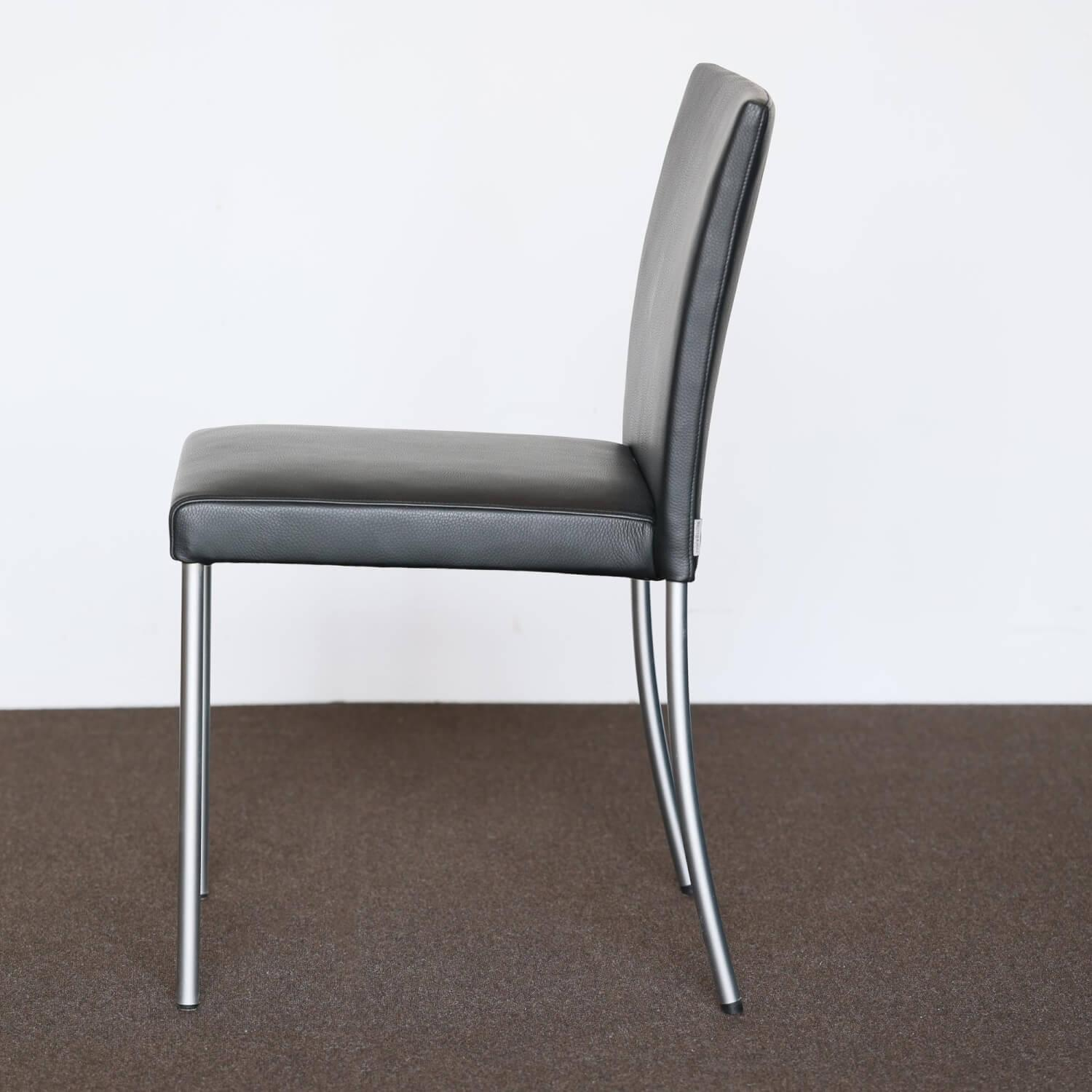 Walter Knoll Jason Lite 1700 Leather Chair Black Steel Frame