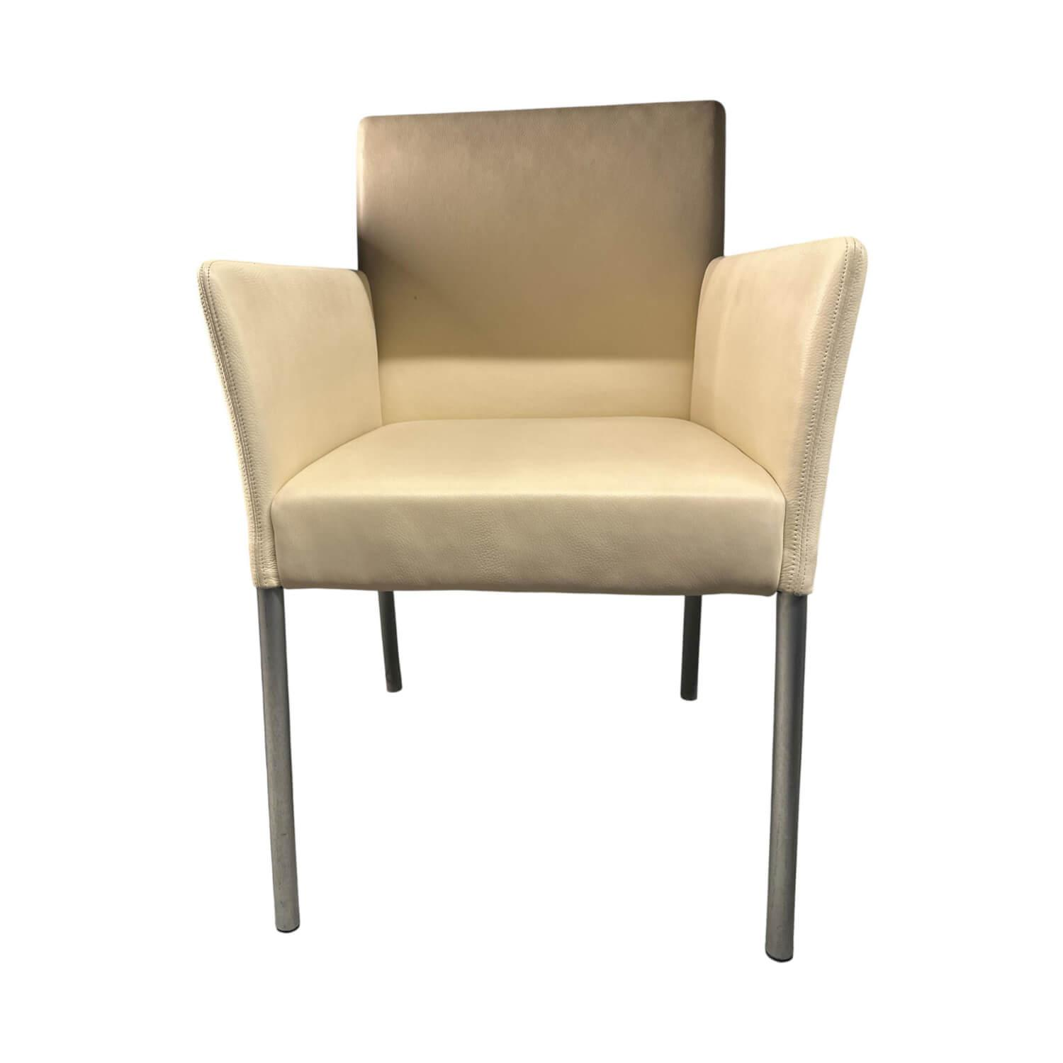 Walter Knoll Armlehnstuhl Jason Leder Elfenbein Creme
