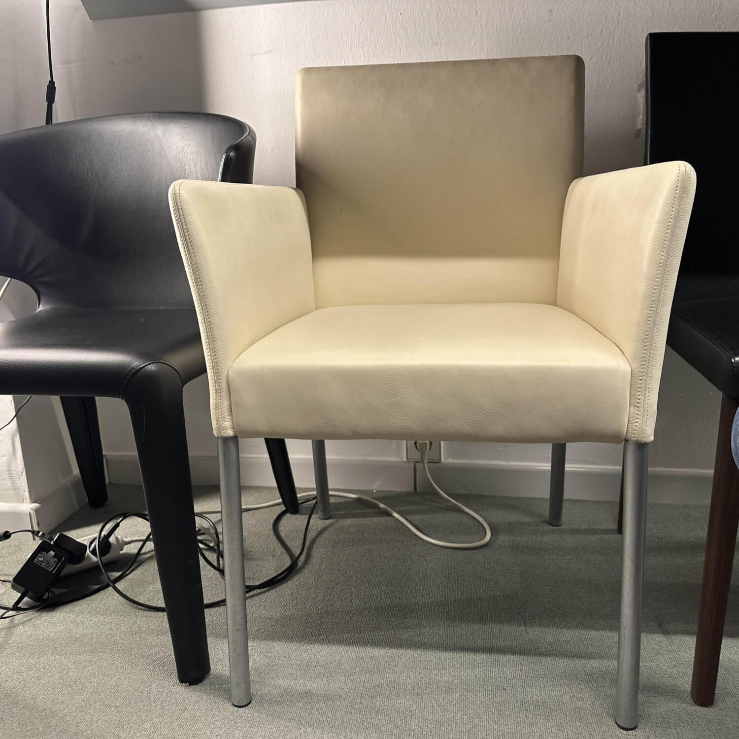 Walter Knoll Armlehnstuhl Jason Leder Elfenbein Creme