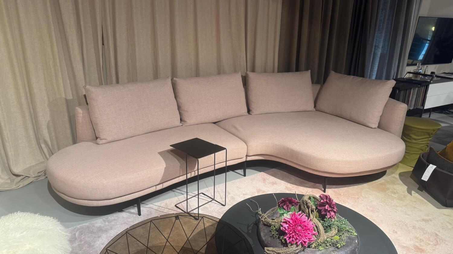 Walter Knoll Maaru Ecksofa Champagne Stoff Schwarz