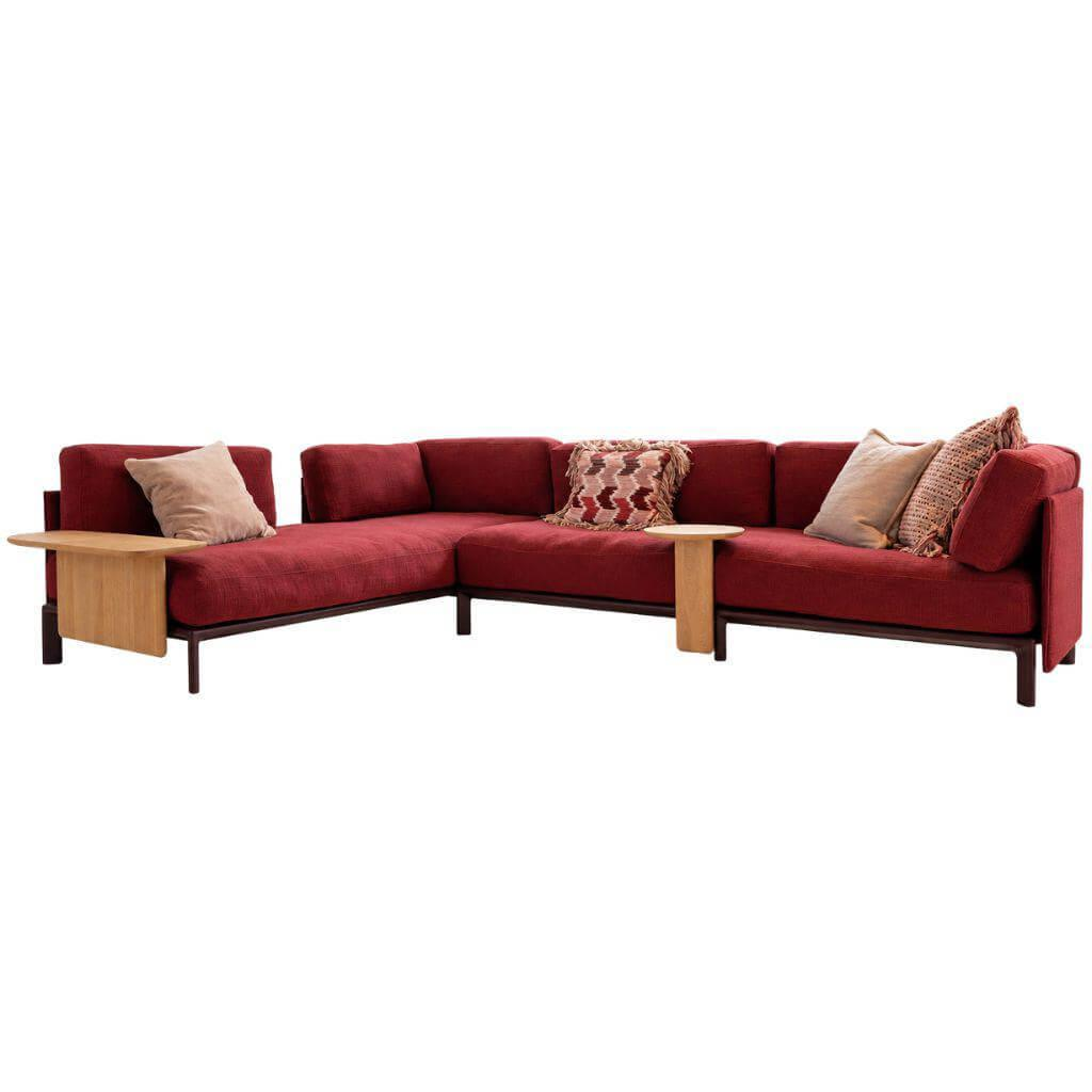 Vitra Anagram Ecksofa Stoff Rot Gestell Bordeaux