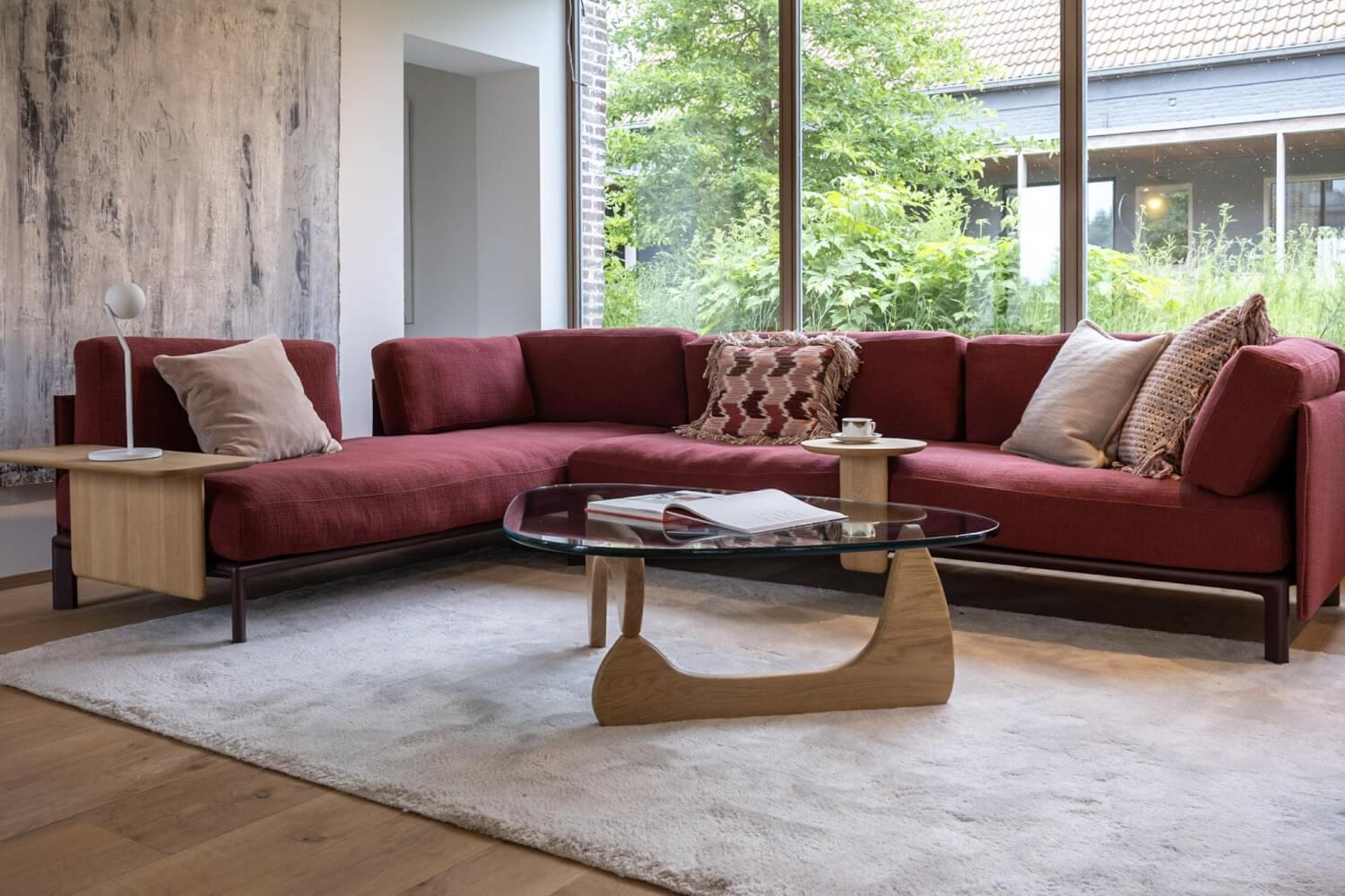 Vitra Anagram Ecksofa Stoff Rot Gestell Bordeaux