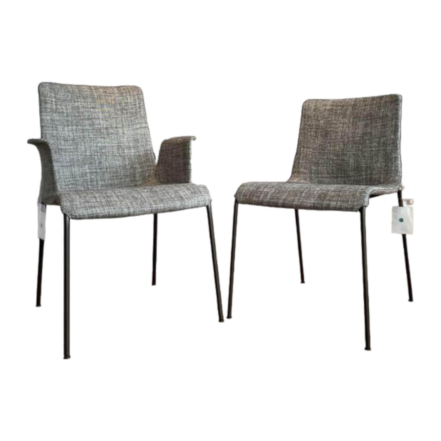 Walter Knoll Liz Stuhl Set Stoff Grau Gestell Stahl