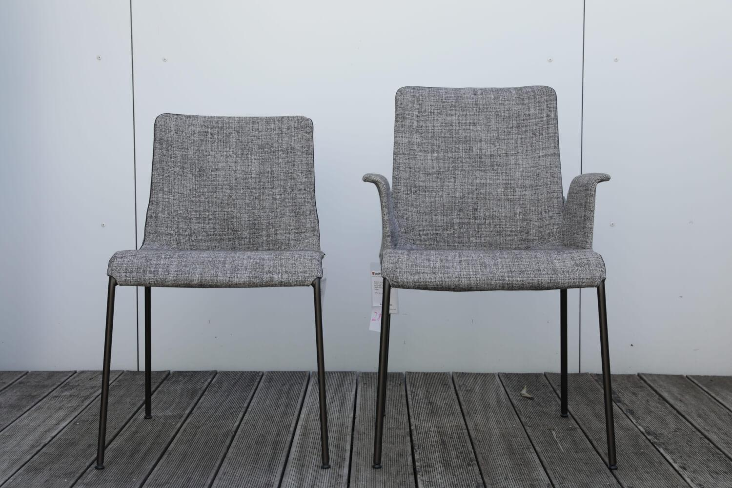 Walter Knoll Liz Stuhl Set Stoff Grau Gestell Stahl