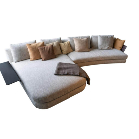 Walter Knoll Ecksofa Tama Stoff Beige Armlehne Leder