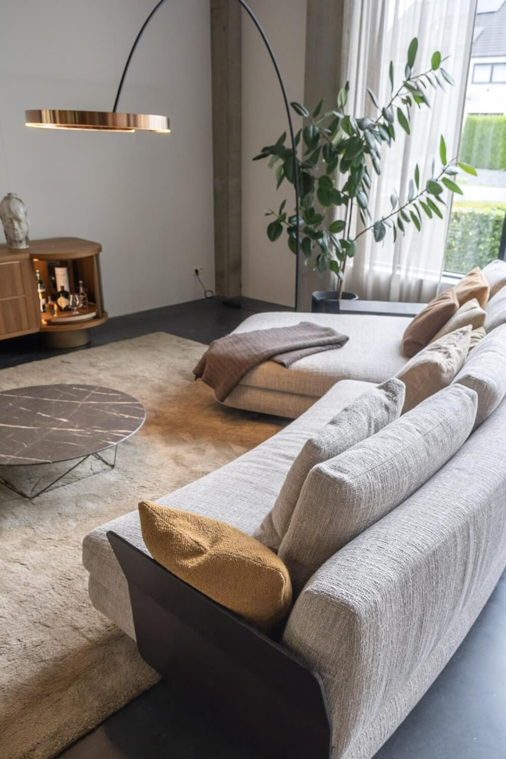 Walter Knoll Ecksofa Tama Stoff Beige Armlehne Leder