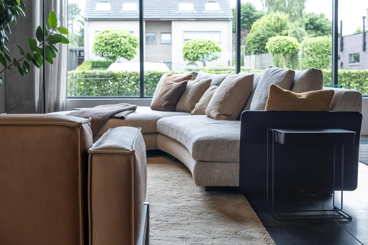 Walter Knoll Ecksofa Tama Stoff Beige Armlehne Leder