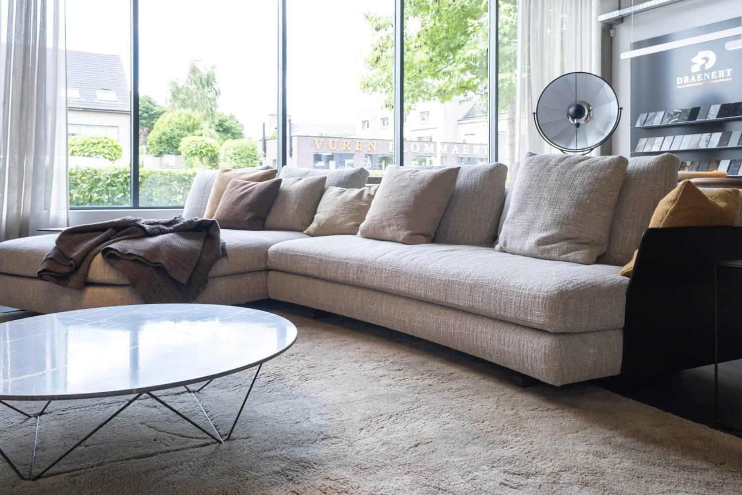 Walter Knoll Ecksofa Tama Stoff Beige Armlehne Leder