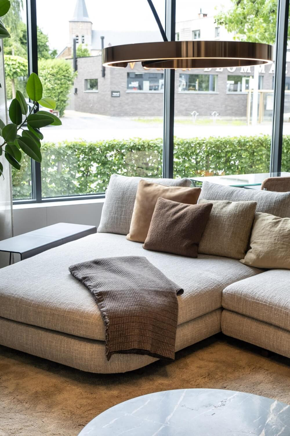 Walter Knoll Ecksofa Tama Stoff Beige Armlehne Leder
