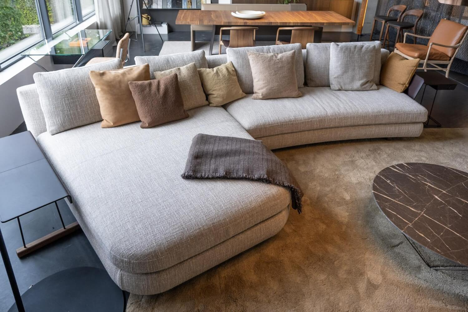 Walter Knoll Ecksofa Tama Stoff Beige Armlehne Leder
