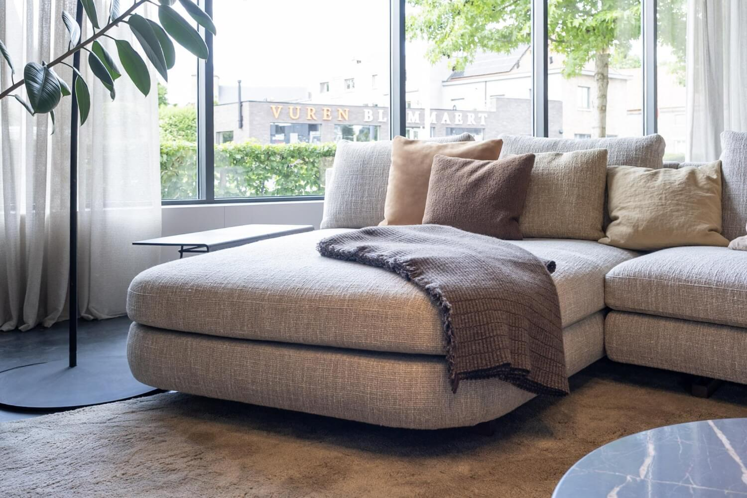 Walter Knoll Ecksofa Tama Stoff Beige Armlehne Leder
