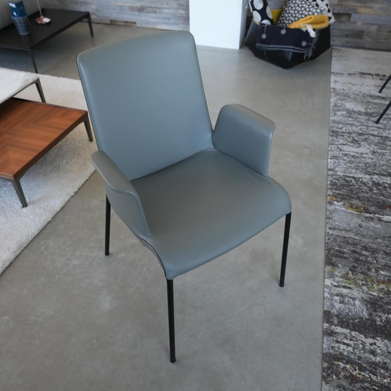 Walter Knoll Liz 1302 Leder Congress Sessel Grau Schwarz